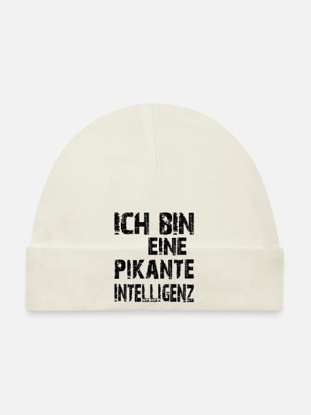 KI Spruch Ich bin eine pikante Intelligenz - Baby Bio-Mütze - Weiß - Vorne