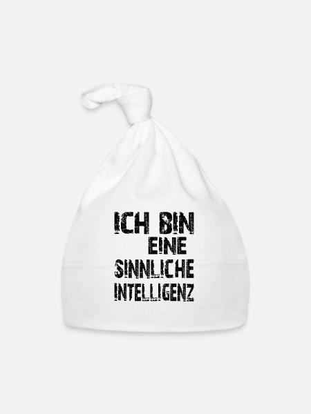 KI Spruch Ich bin eine sinnliche Intelligenz - Baby Bio-Mütze - Weiß - Vorne