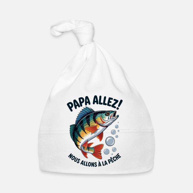 Papa allez! Nous allons à la pêche ! Bonnet bio Bébé