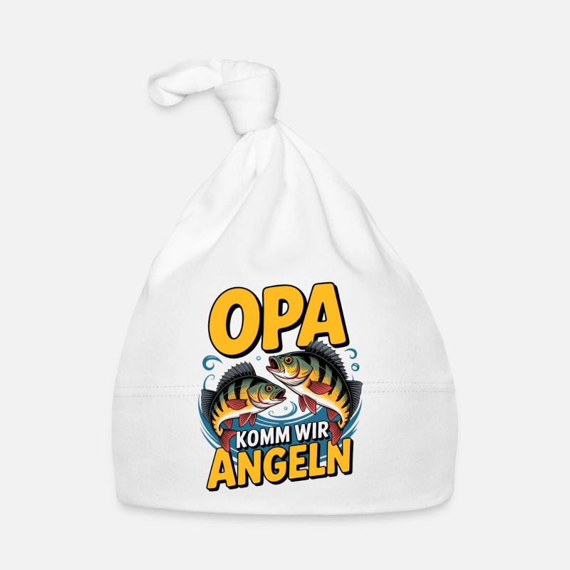 Angeln mit Opa mit springenden Barschen Baby Bio-Mütze