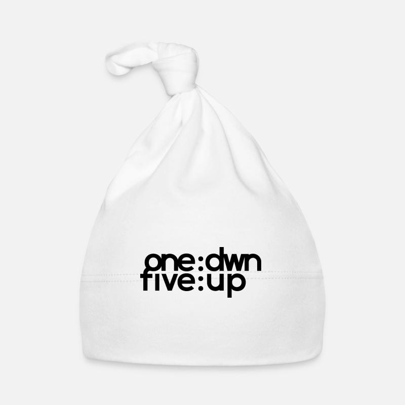 one: dwn five: up modern black Organic Baby Cap