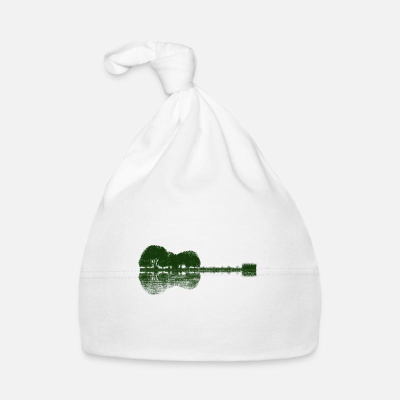 acoustic guitar - forest lake - nature - reflection Organic Baby Cap