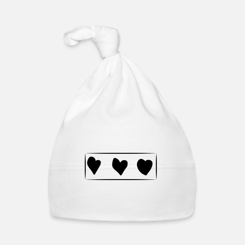 Trois Coeurs Coeur Rectangle Amour Bonnet bio Bébé