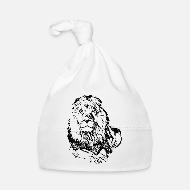 Lion - Bonnet bio Bébé - blanc