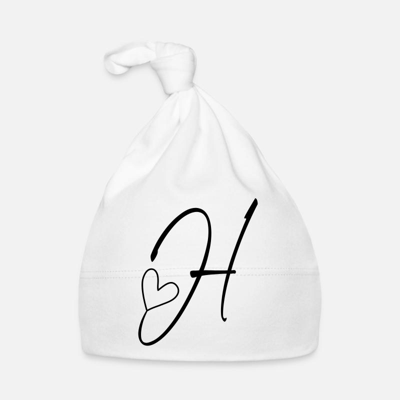 Lettre H Lettre H Calligraphie - Bonnet bio Bébé - blanc
