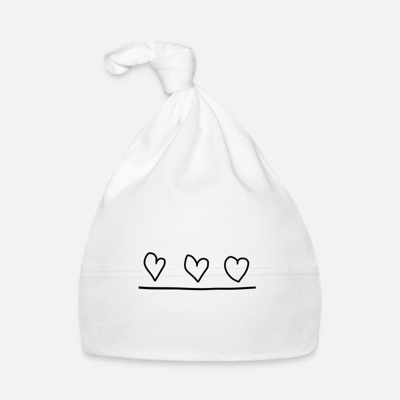 Three Hearts Heart Line Organic Baby Cap