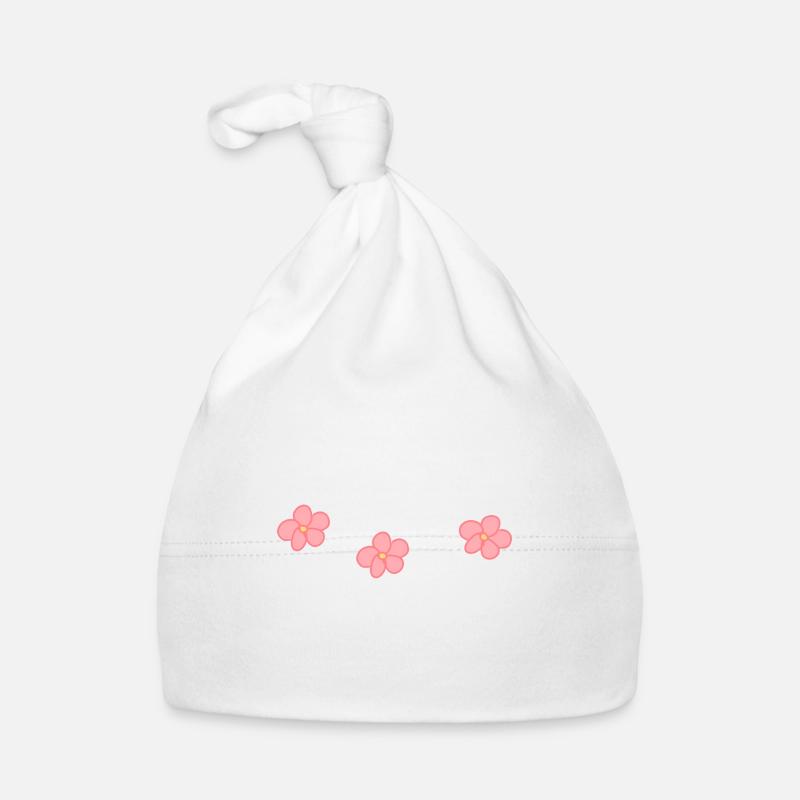 Trois fleurs fleur plante fleur rose fleur - Bonnet bio Bébé - blanc