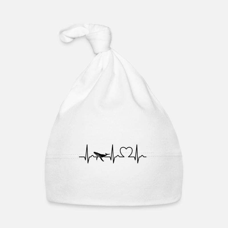 Baleine - baleine à bosse - courbe de coeur - ECG - cadeau Bonnet bio Bébé