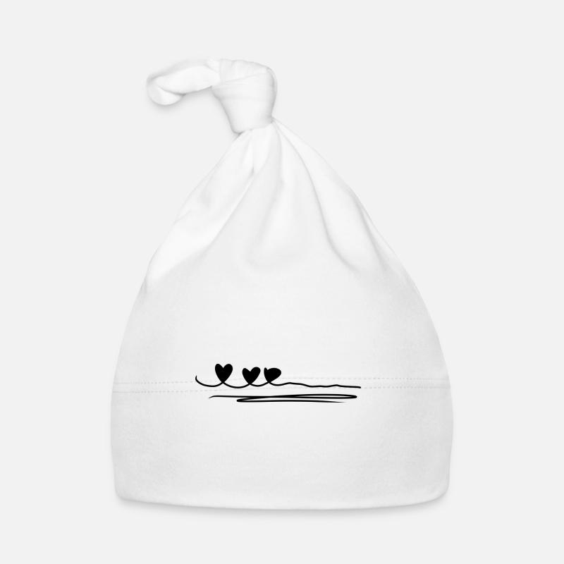 Three Hearts Line Organic Baby Cap