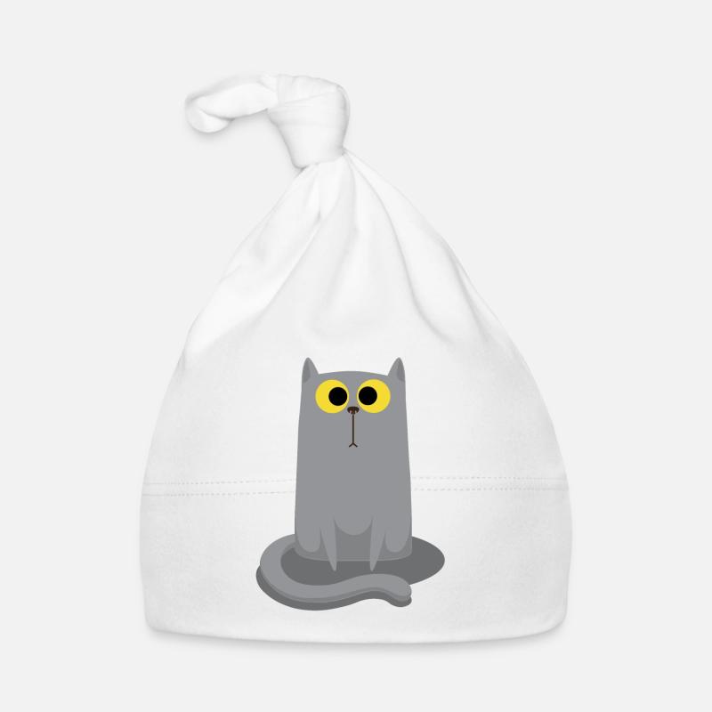 Chat gris assis Bonnet bio Bébé