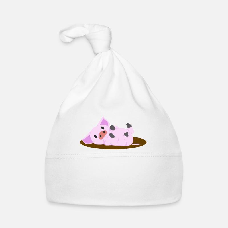 Pink Pig Lying Organic Baby Cap