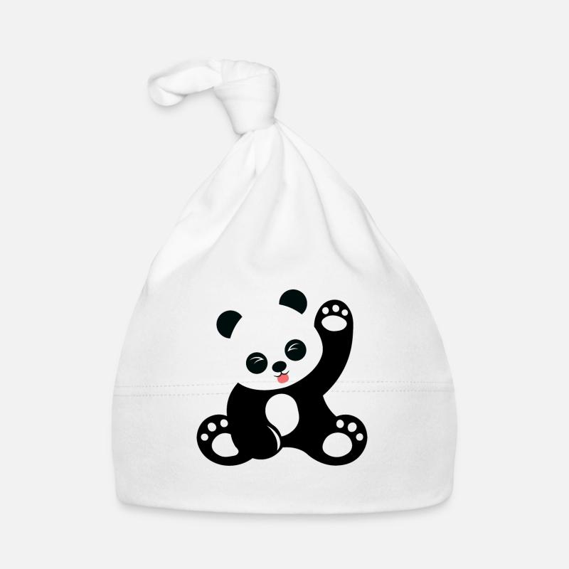 Cute Sitting Panda-Karikatur - Baby Bio-Mütze - Weiß