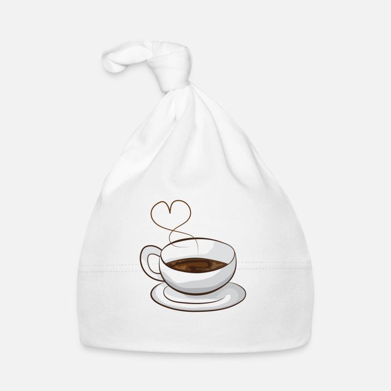 Caricature de café coeur - Bonnet bio Bébé - blanc