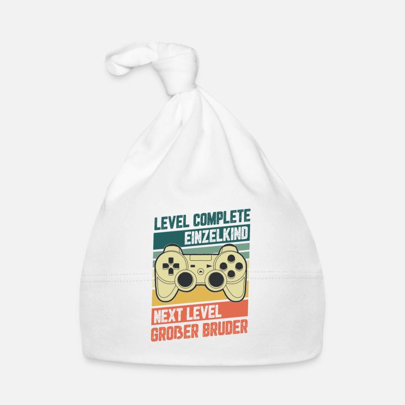 Level Complete Einzelkind Bruder Geburt Geschenk - Baby Bio-Mütze - Weiß