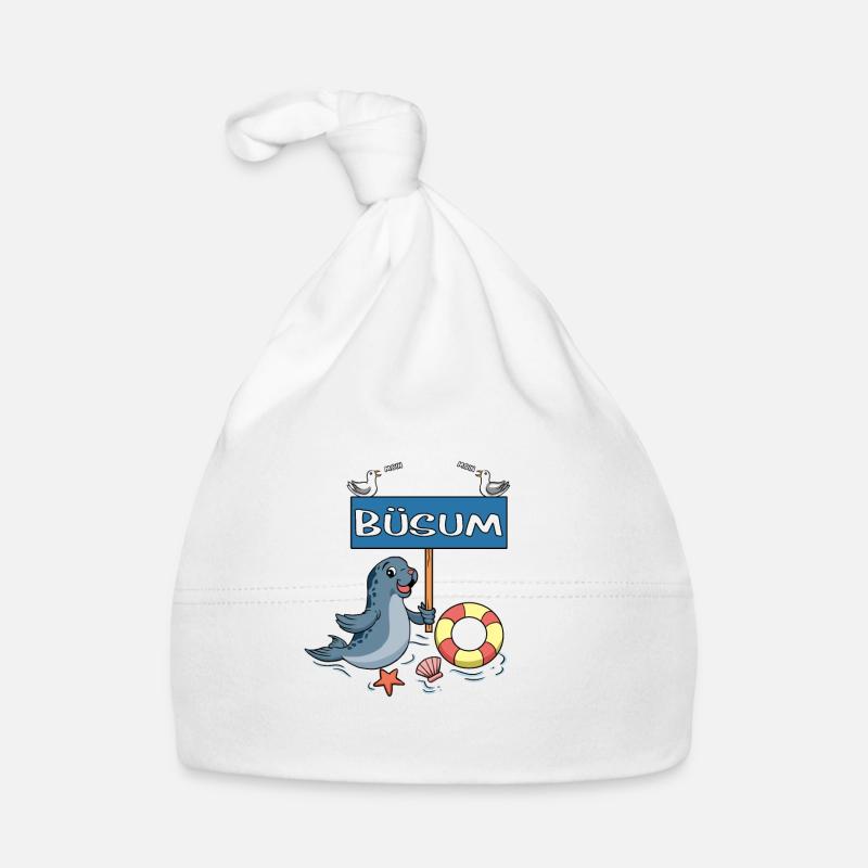 Moin Moin - Seebad Büsum - Baby Bio-Mütze - Weiß