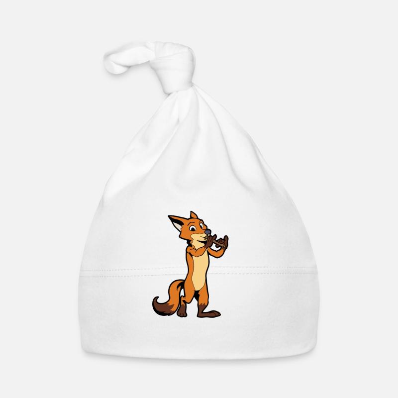 Comic Fuchs plays flute Organic Baby Cap