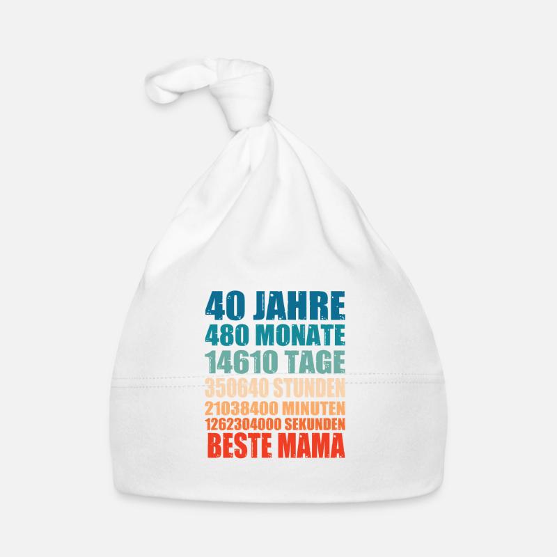 40 Jahre Beste Mama Monat Mutter Spruch Geschenk - Baby Bio-Mütze - Weiß