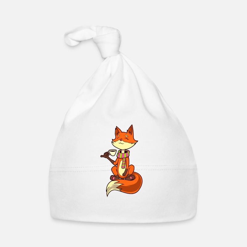 Fox drinks coffee - coffee drinker Organic Baby Cap