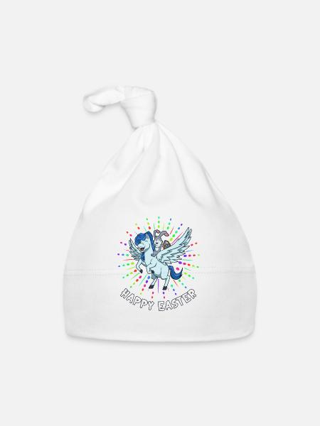 Easter rides on Pegasus - Happy Easter - Organic Baby Cap - white - Front