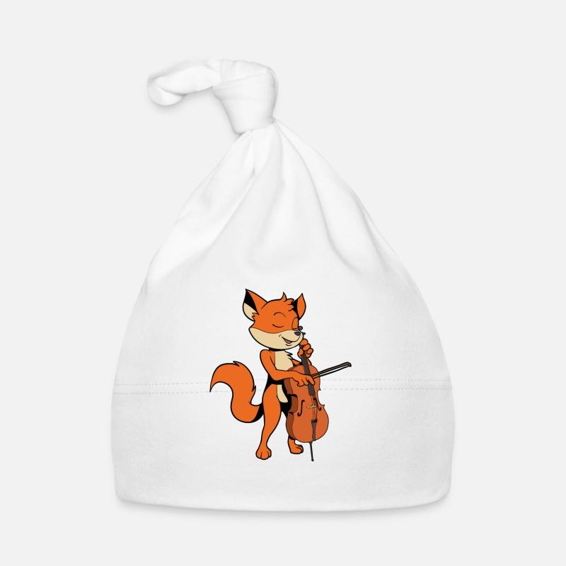 Comic Fuchs joue du violoncelle - Bonnet bio Bébé - blanc