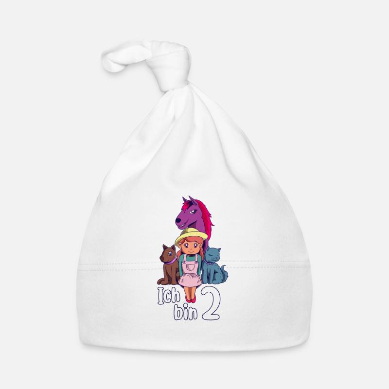 Geburtstagsshirt Bauernhof - 2 Geburtstag Mädchen Baby Bio-Mütze