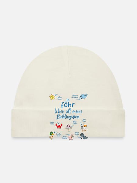Meine Lieblingstiere in Föhr - Baby Bio-Mütze - Weiß - Vorne