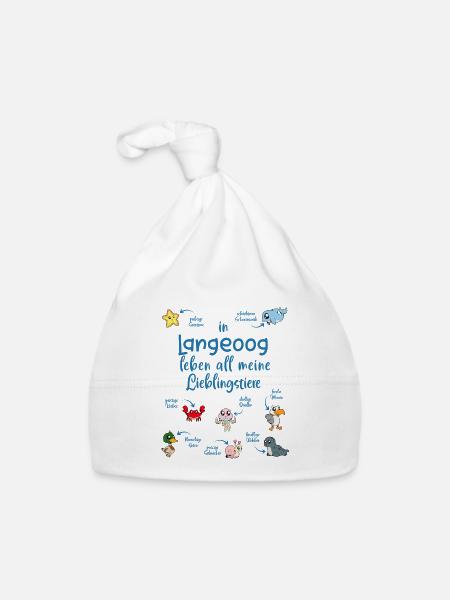 Meine Lieblingstiere in Langeoog - Baby Bio-Mütze - Weiß - Vorne