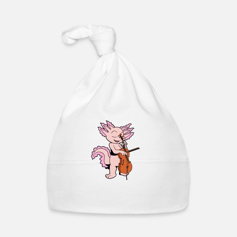 Comic Axolotl plays cello Organic Baby Cap