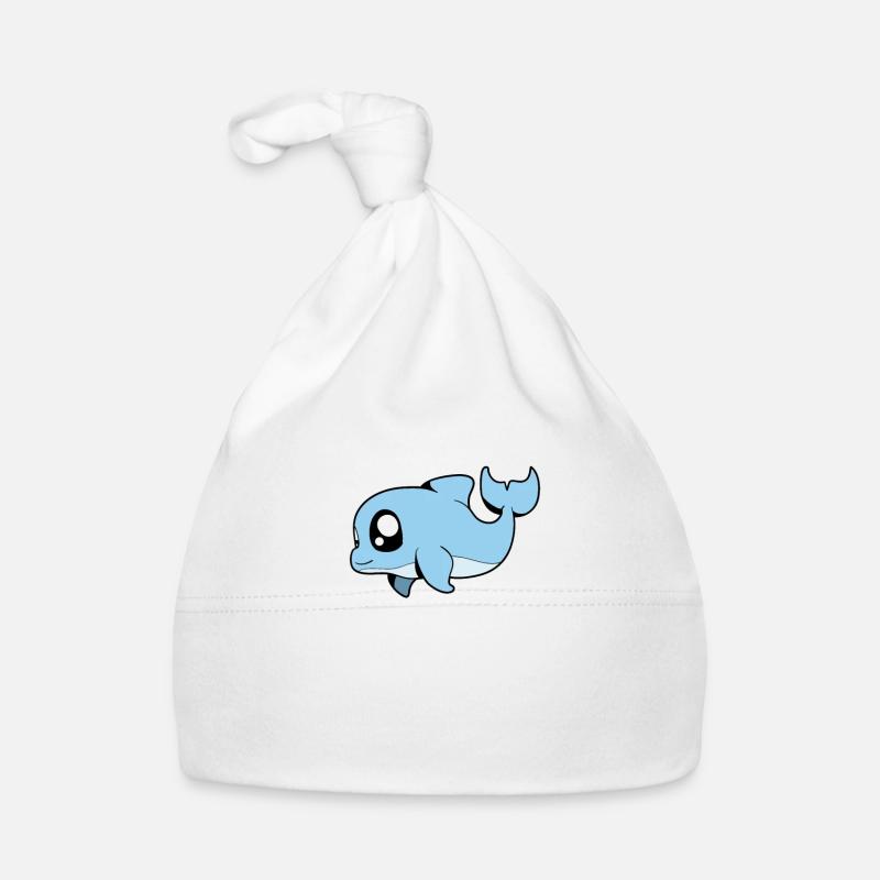 Marsouin kawaii - Bonnet bio Bébé - blanc