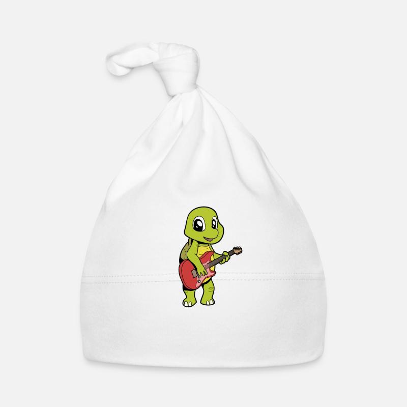 Comic Turtle Plays Electric Guitar Organic Baby Cap