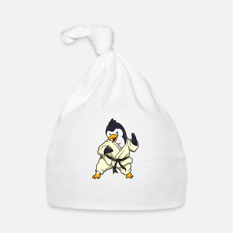 Comic Penguin fait du karaté Bonnet bio Bébé