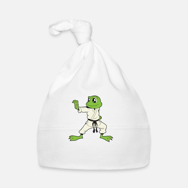Comic Gecko macht Karate - Baby Bio-Mütze - Weiß