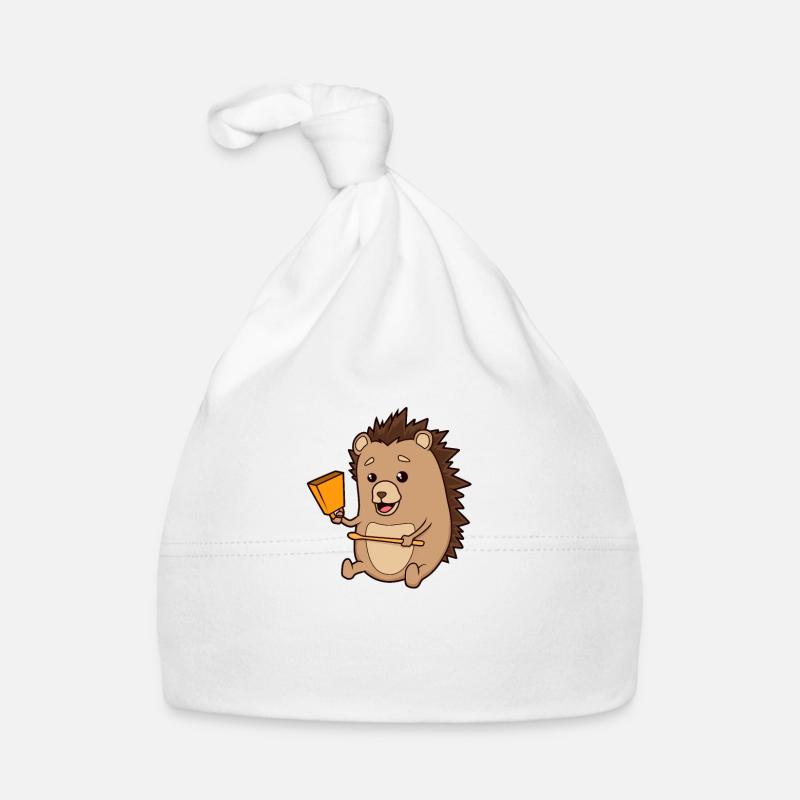 Comic Hedgehog plays cowbells Organic Baby Cap