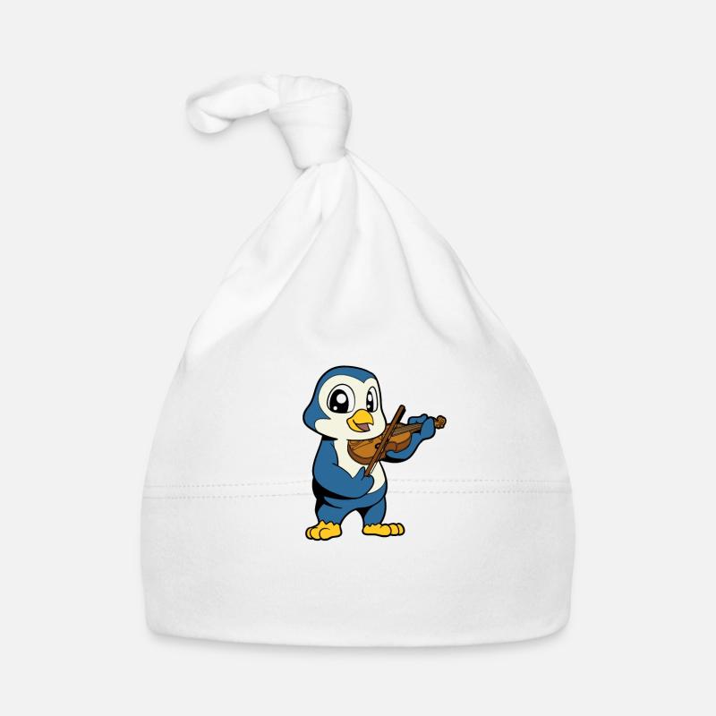 Comic Pinguin spielt Geige Baby Bio-Mütze