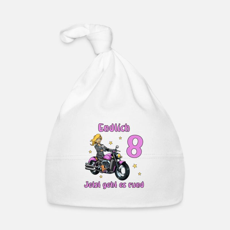 Geburtstagsshirt Motorrad - 8 Geburtstag Mädchen Baby Bio-Mütze