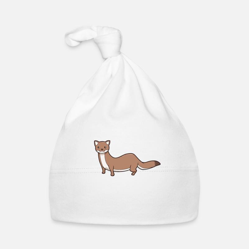 Kawaii Japon Weasel - Bonnet bio Bébé - blanc