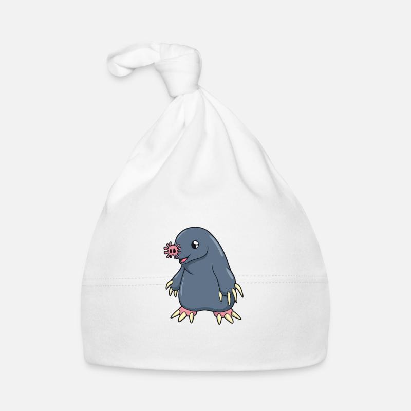 Taupe étoile kawaii - Bonnet bio Bébé - blanc