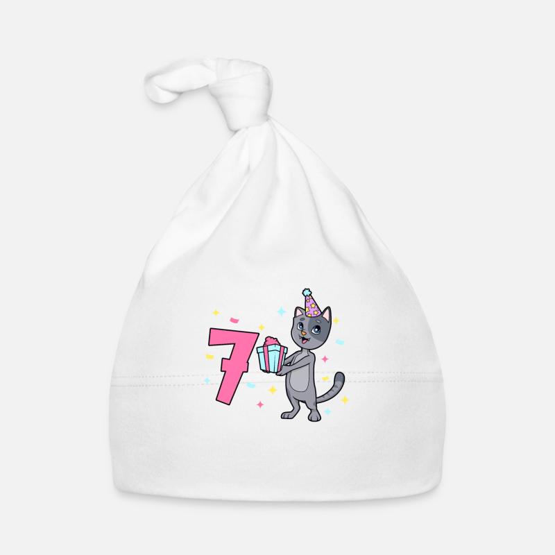 Mit Katze - Mädchen Geburtstag 7 Jahre Baby Bio-Mütze
