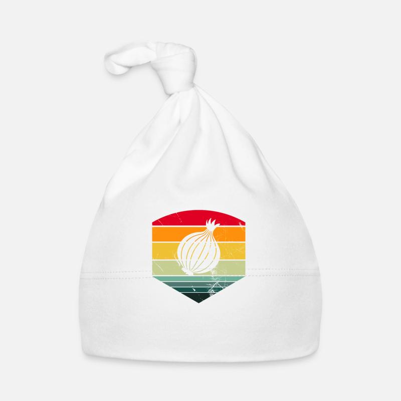 Oignon Lover Retro Vegetables Vegan Idée cadeau Bonnet bio Bébé