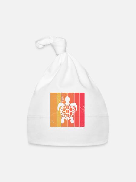 Turtle Retro Animal Sea Reptile Gift idea - Organic Baby Cap - white - Front
