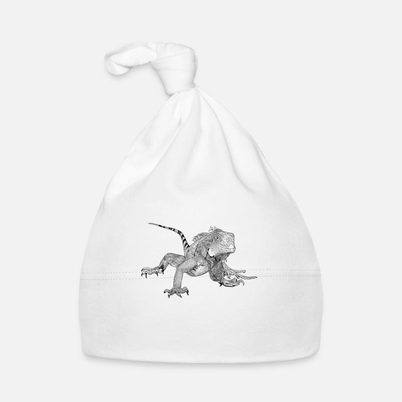 Strichzeichnung eines Leguan Baby Bio-Mütze