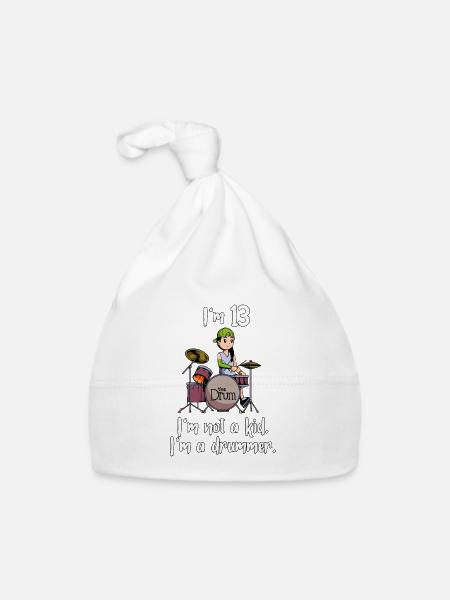 I'm 13 - Girl Drummer - Organic Baby Cap - white - Front