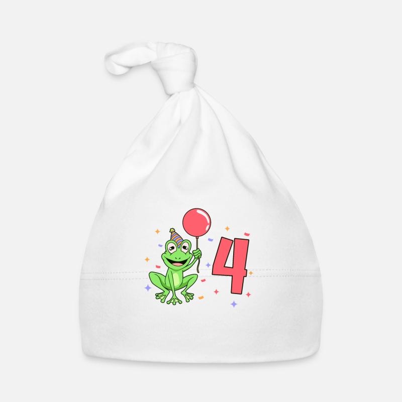 Mit Frosch - Kinder Geburtstag 4 Jahre Baby Bio-Mütze