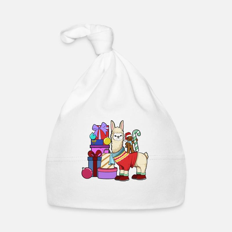 Mit Lebkuchenmann - Lama Weihnachten Baby Bio-Mütze