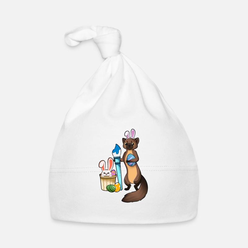 Cute ferret paints Easter eggs Organic Baby Cap