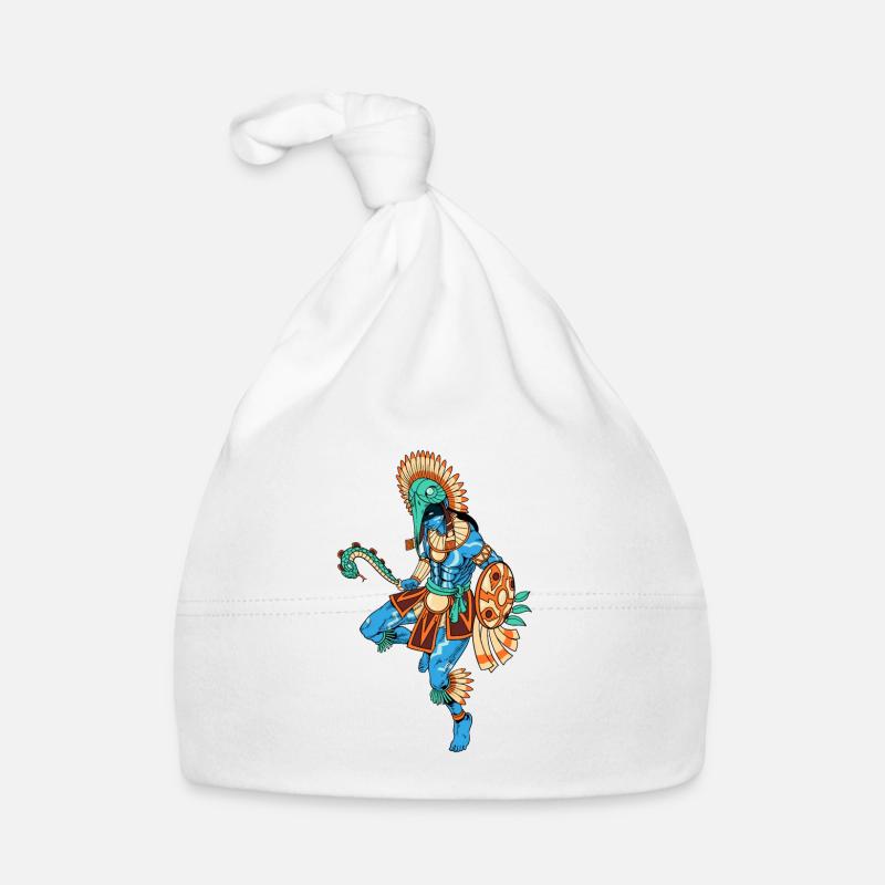 Le dieu aztèque de la guerre - Huitzilopochtli - Bonnet bio Bébé - blanc