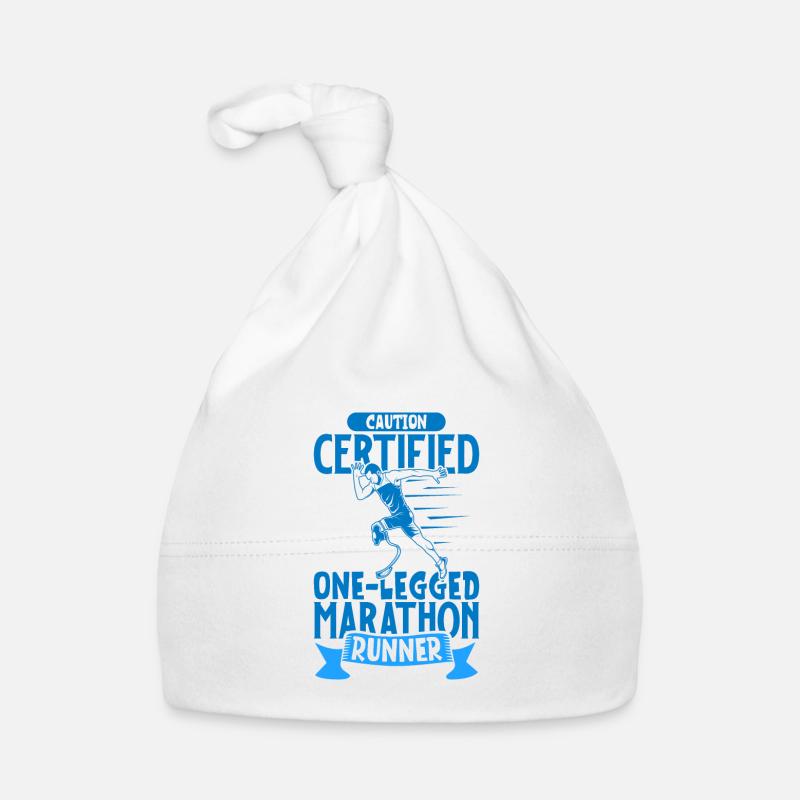 Certified marathon runner with running prosthesis Organic Baby Cap