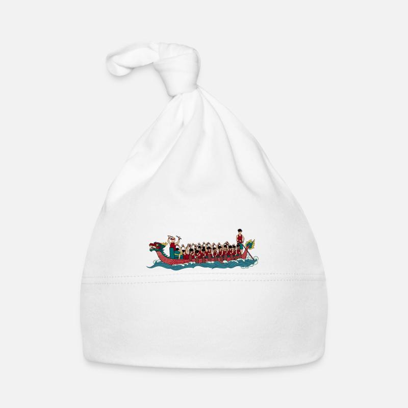 Zeichnung eines Drachenboot Baby Bio-Mütze