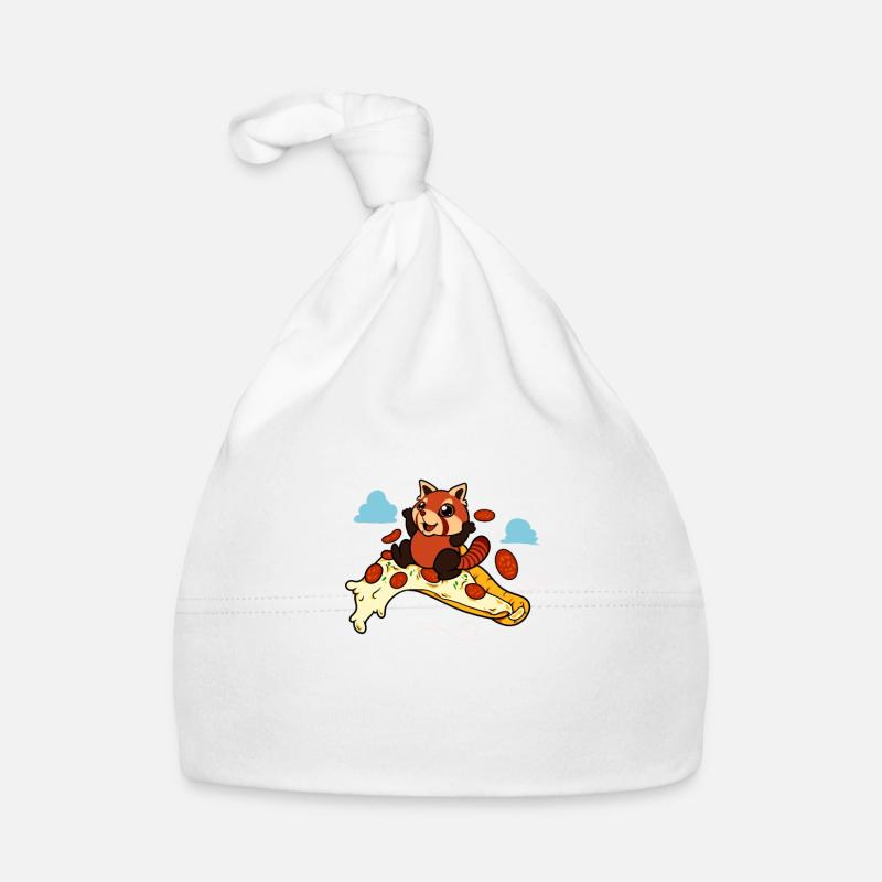 Pizza lover - Red panda flies on pizza Organic Baby Cap