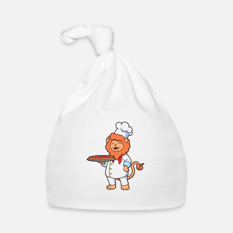 Lion is a pizza maker Organic Baby Cap